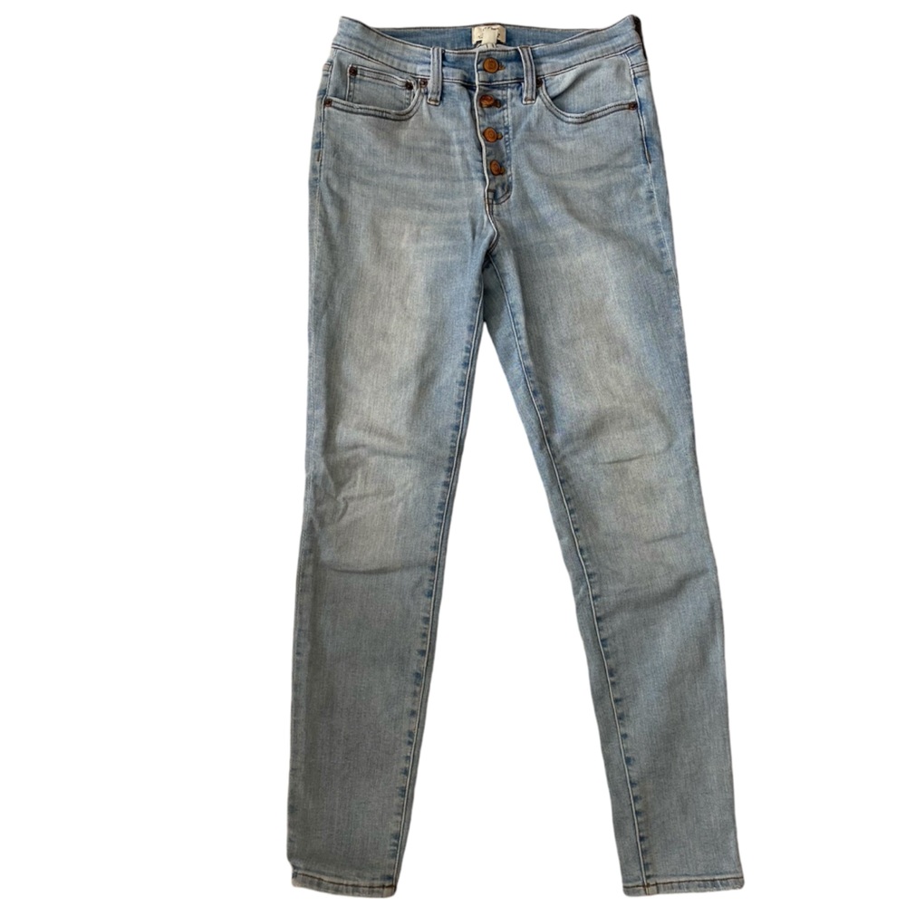 J Crew 9in High-rise Toothpick Jeans with button fly. Size 27